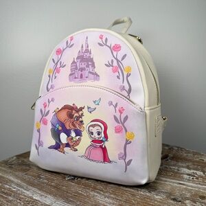 Disney Loungefly Beauty and the Beast Mini Backpack Belle & Beast Castle Winter
